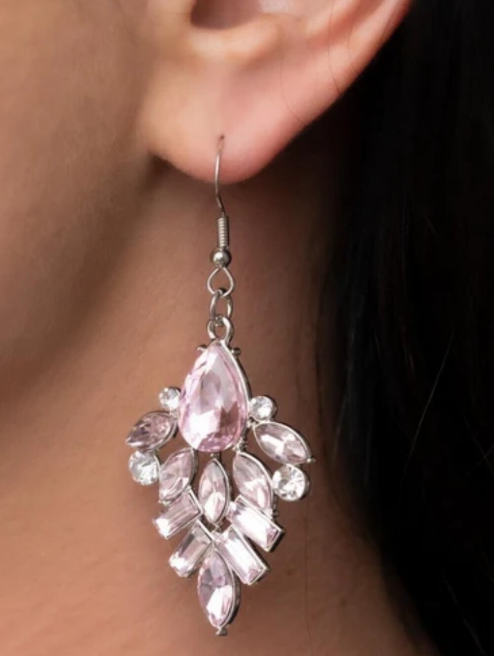Paparazzi Pink Jeweled Earrings